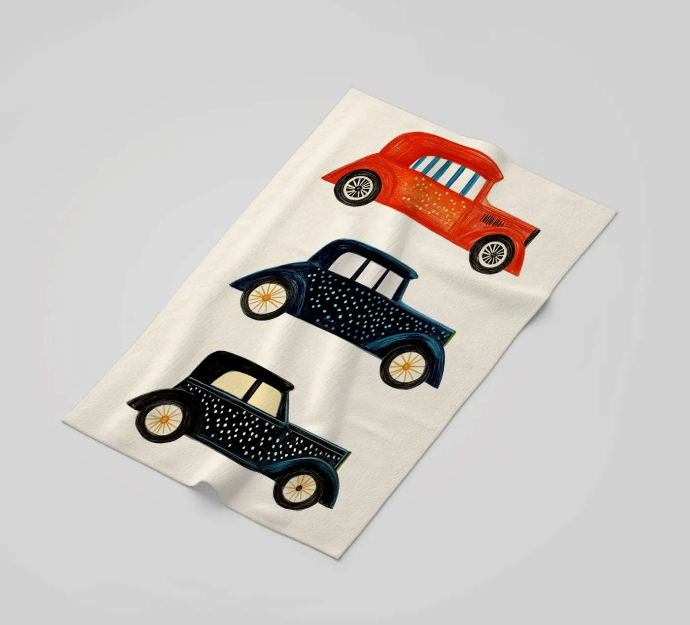 Drie oldtimers strandhanddoek van Curious Canvas