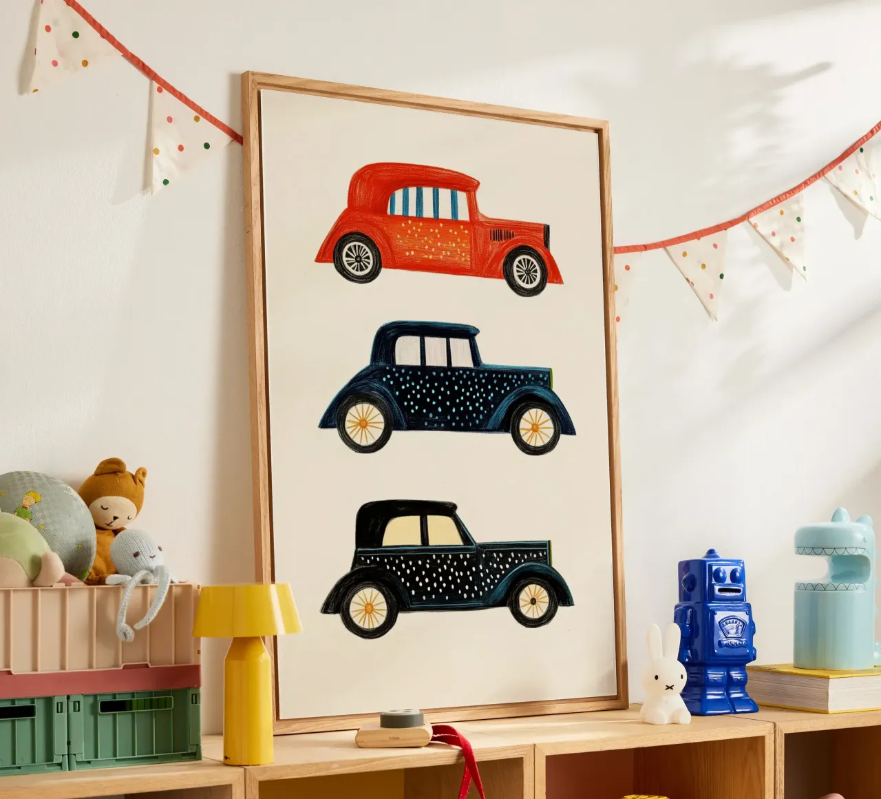 Drie oldtimers acryl van Curious Canvas