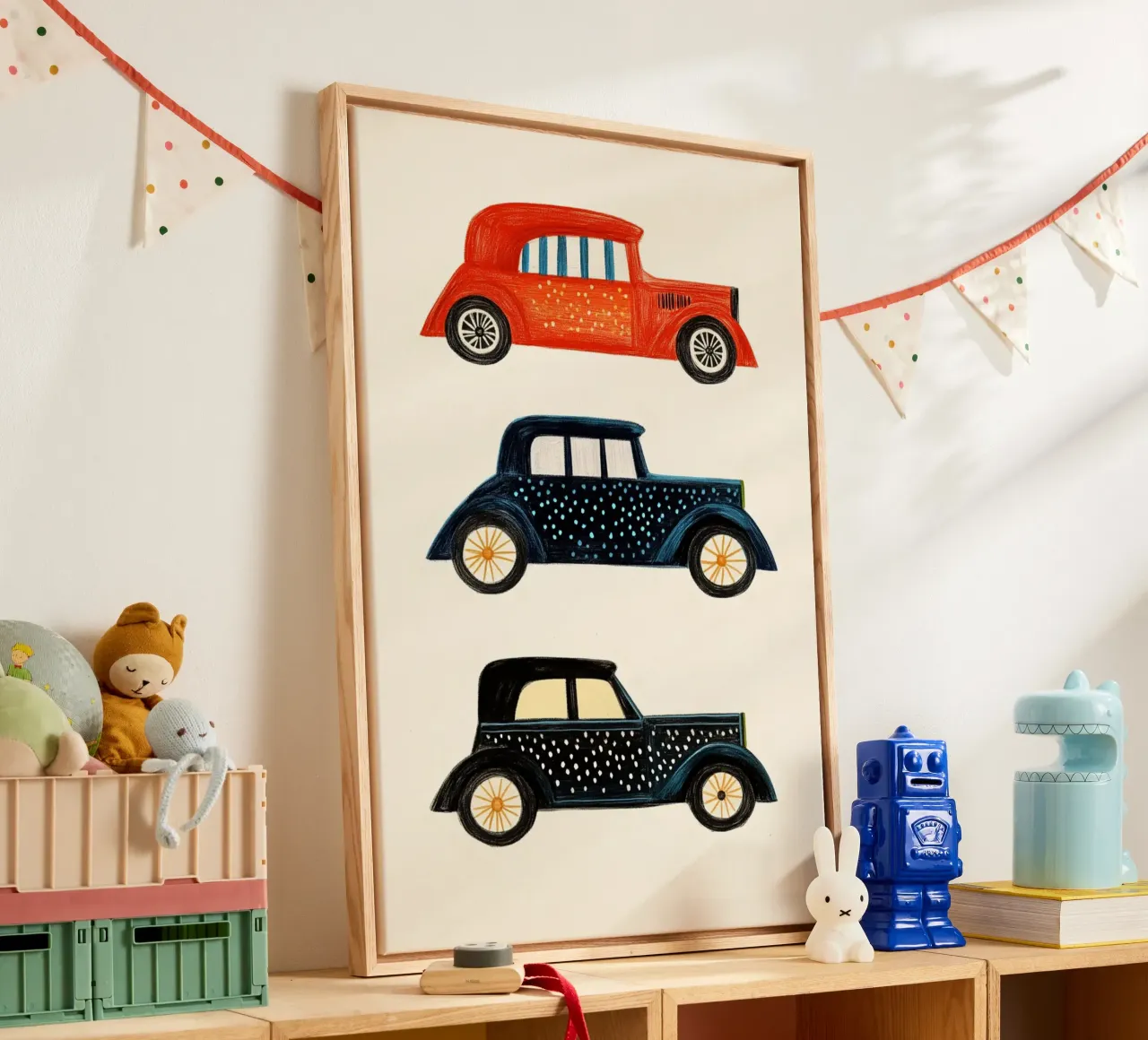 Drie oldtimers canvas van Curious Canvas