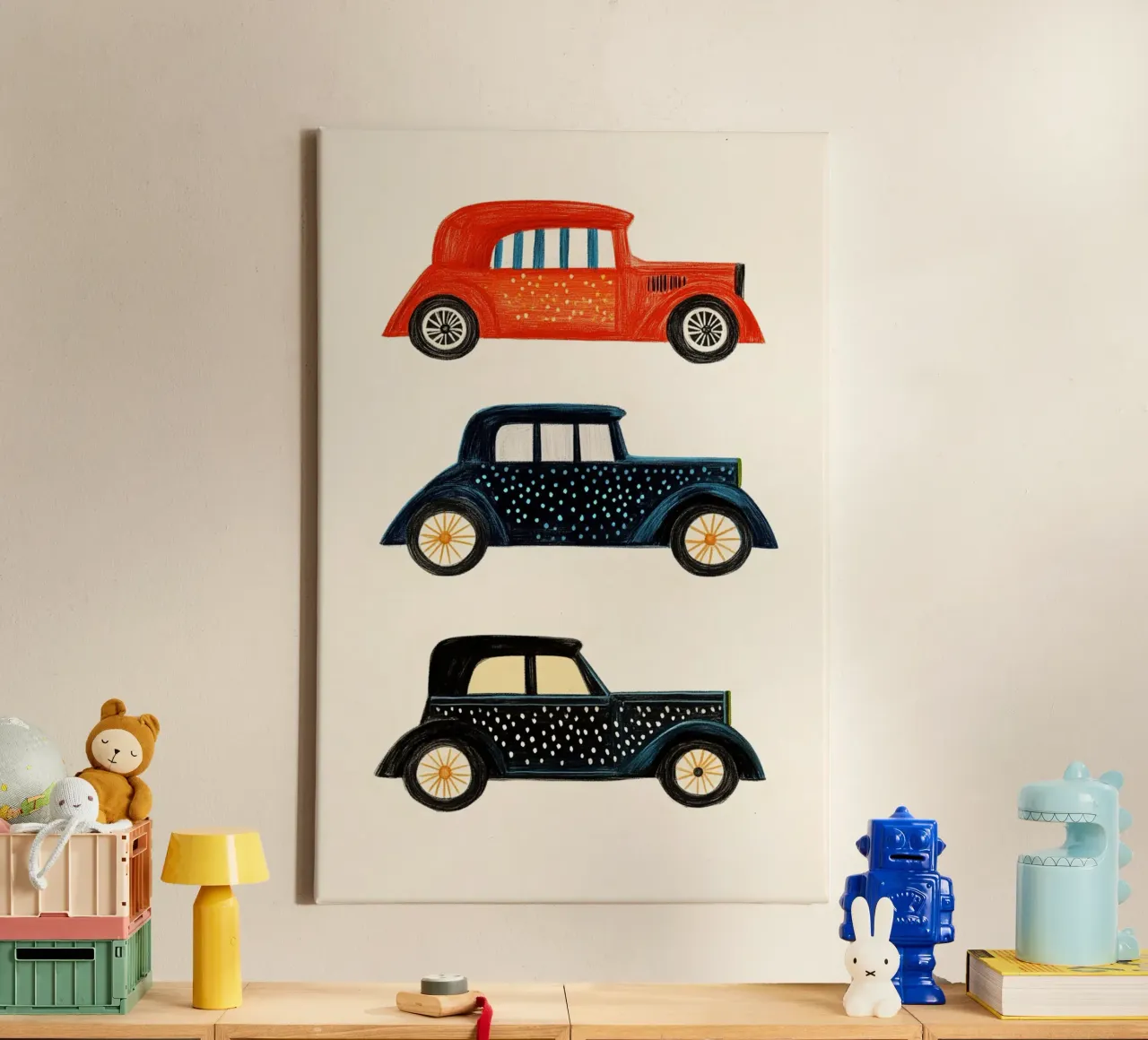 Drie oldtimers canvas van Curious Canvas
