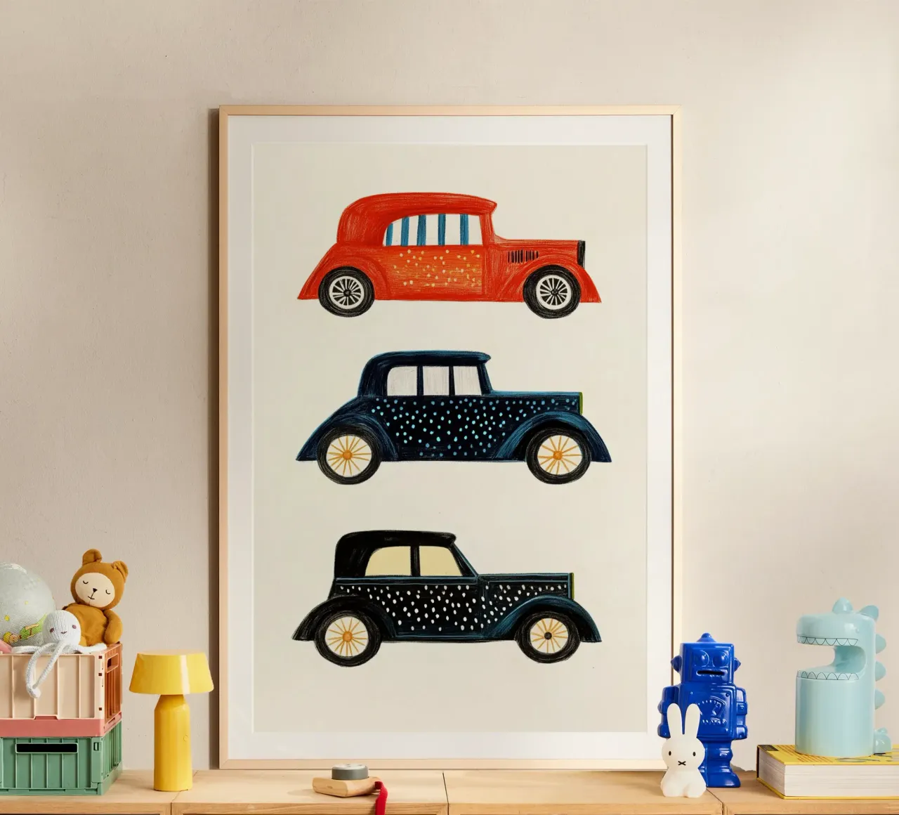 Drie oldtimers poster van Curious Canvas
