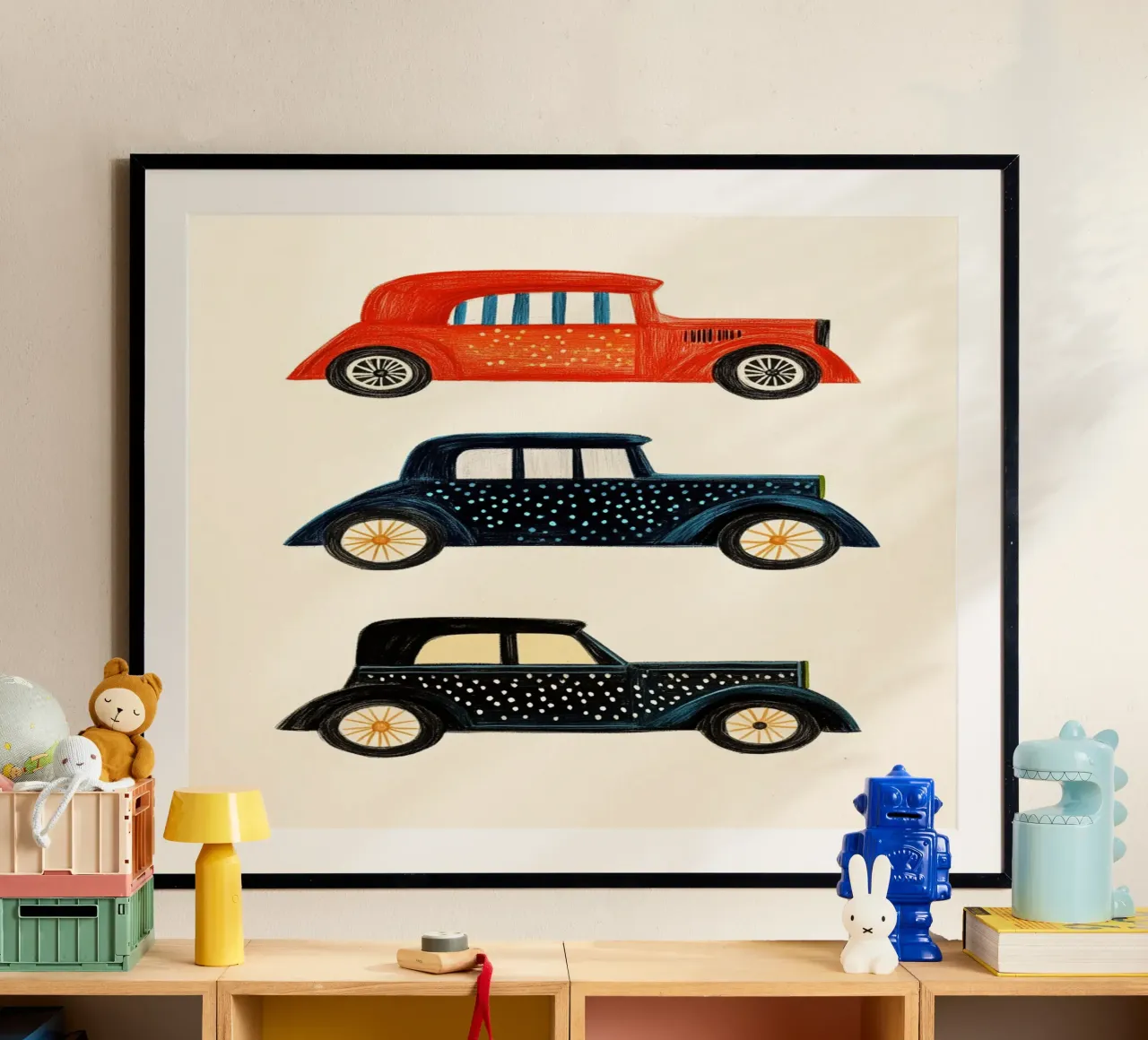 Drie oldtimers poster van Curious Canvas