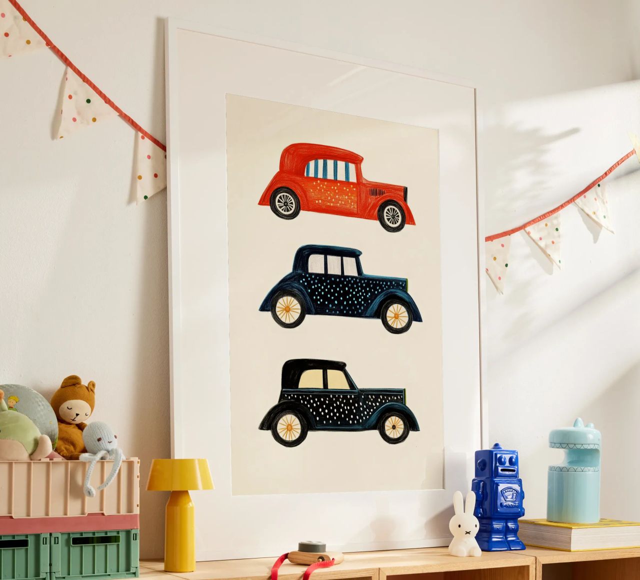 Trois voitures de collection poster de Curious Canvas