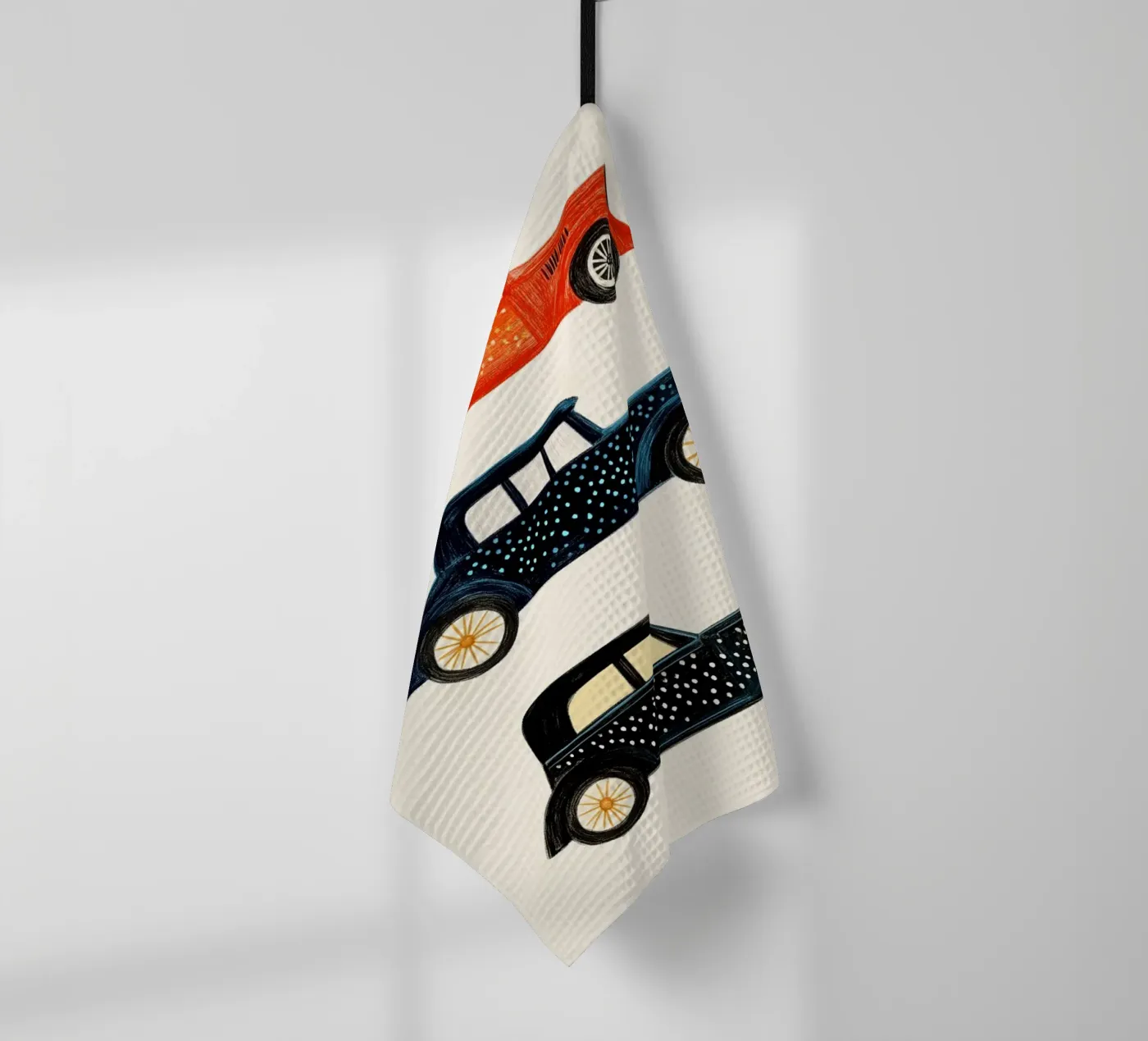 Drie oldtimers theedoek van Curious Canvas