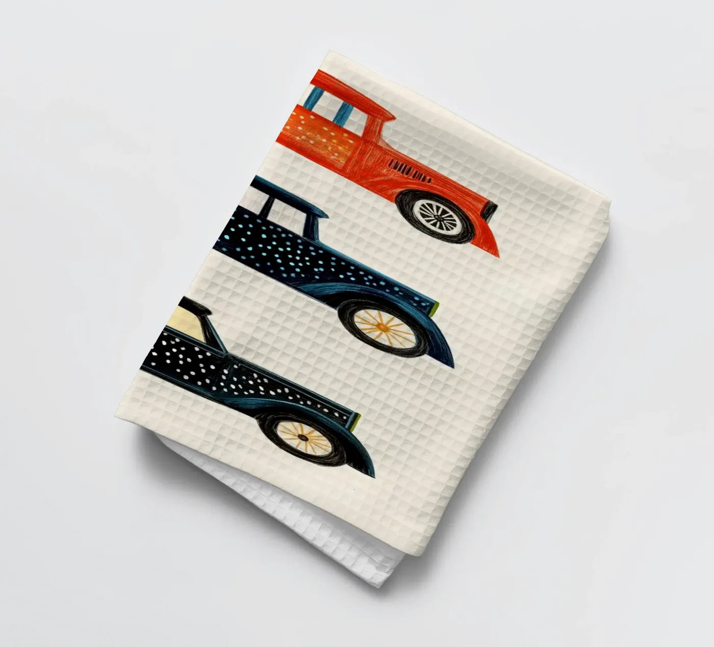 Drie oldtimers theedoek van Curious Canvas