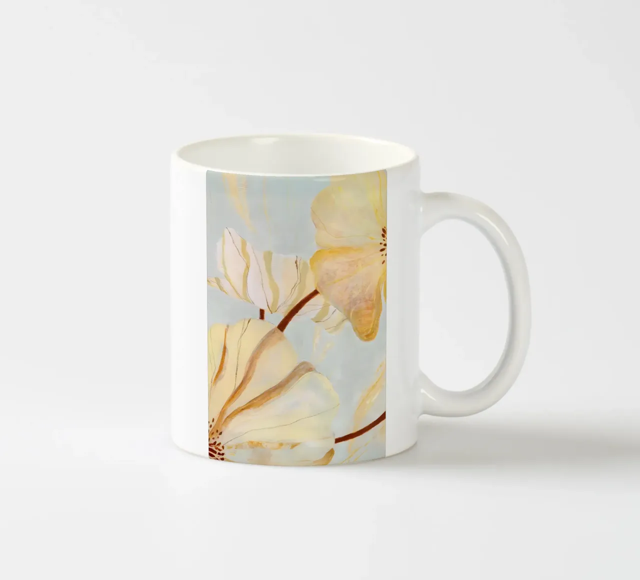 Impresión floral abstracta, póster de flores taza de cerámica de ArtHaus