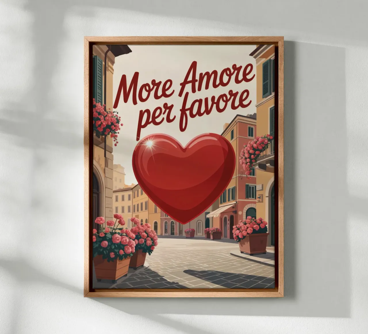 More Amore Per Favore tela con Cornice a cassetta da RB-Quotes