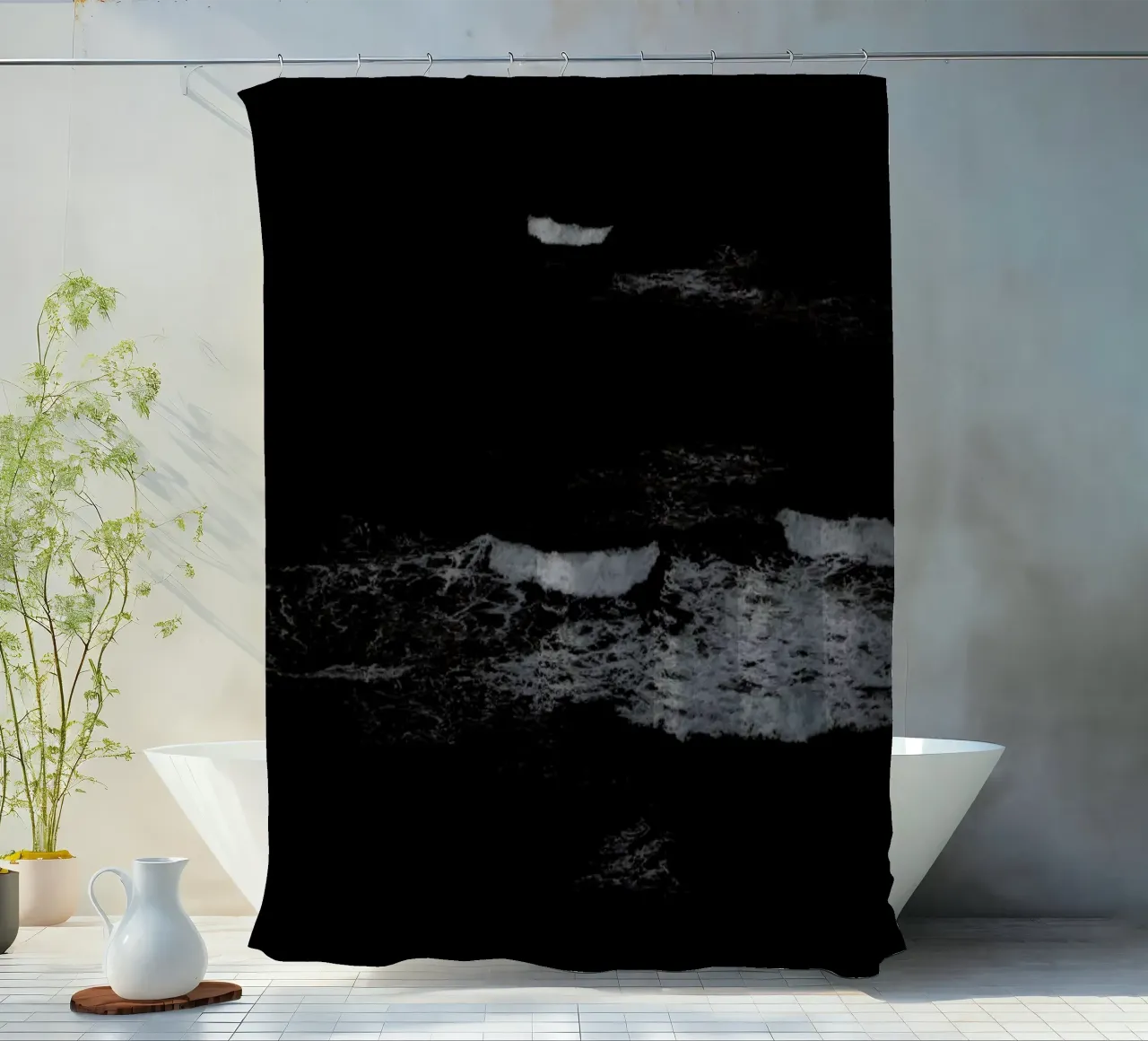 Black Sea II shower curtain by Tal Paz-Fridman