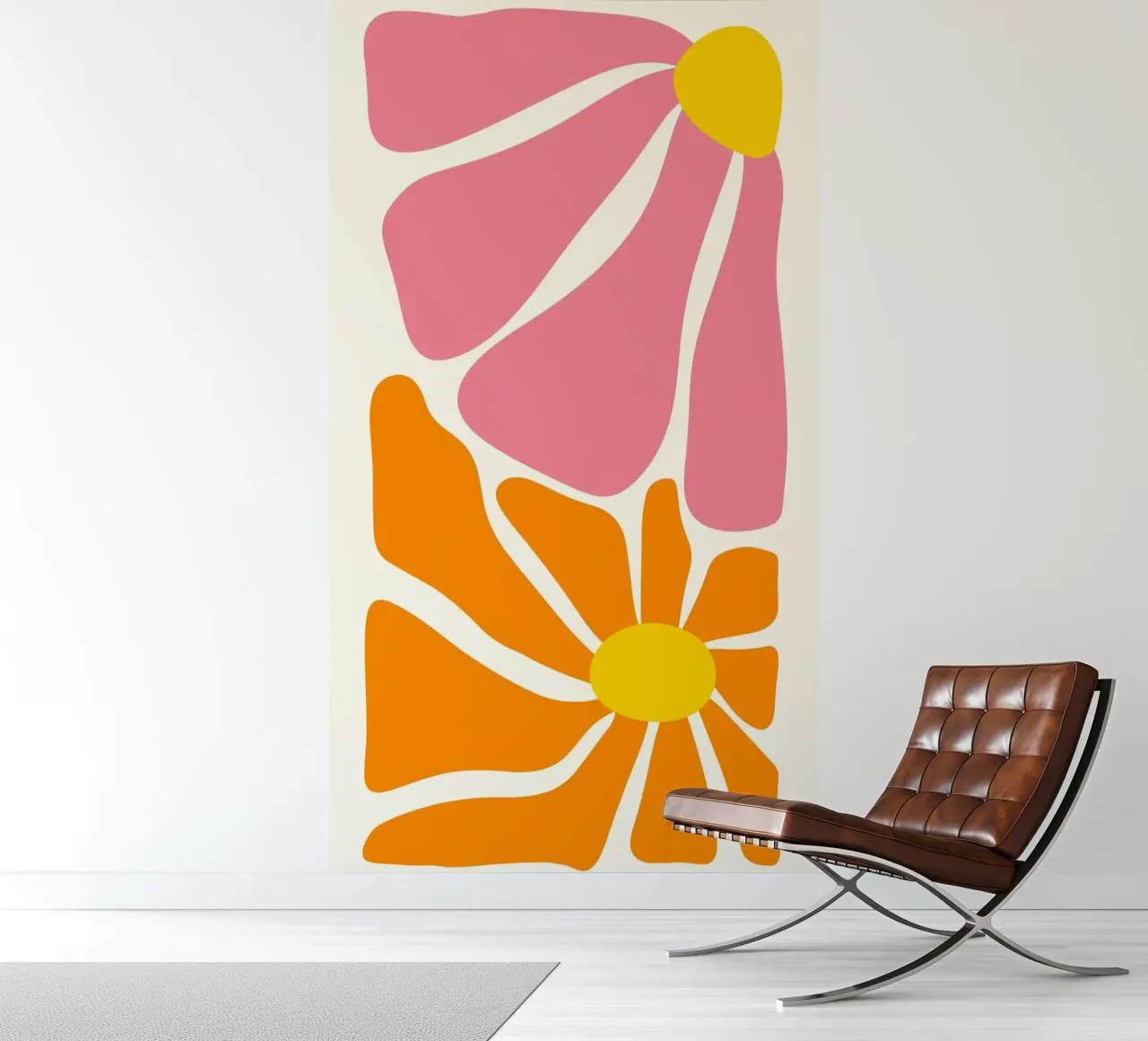 Sunlit Petals - 60s Abstract Floral Pop Art Print photo wallpaper by ClubArt