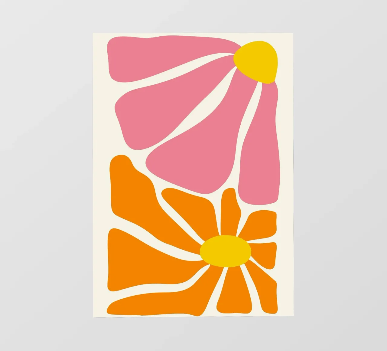 Sunlit Petals - 60s Abstract Floral Pop Art Print photo wallpaper by ClubArt