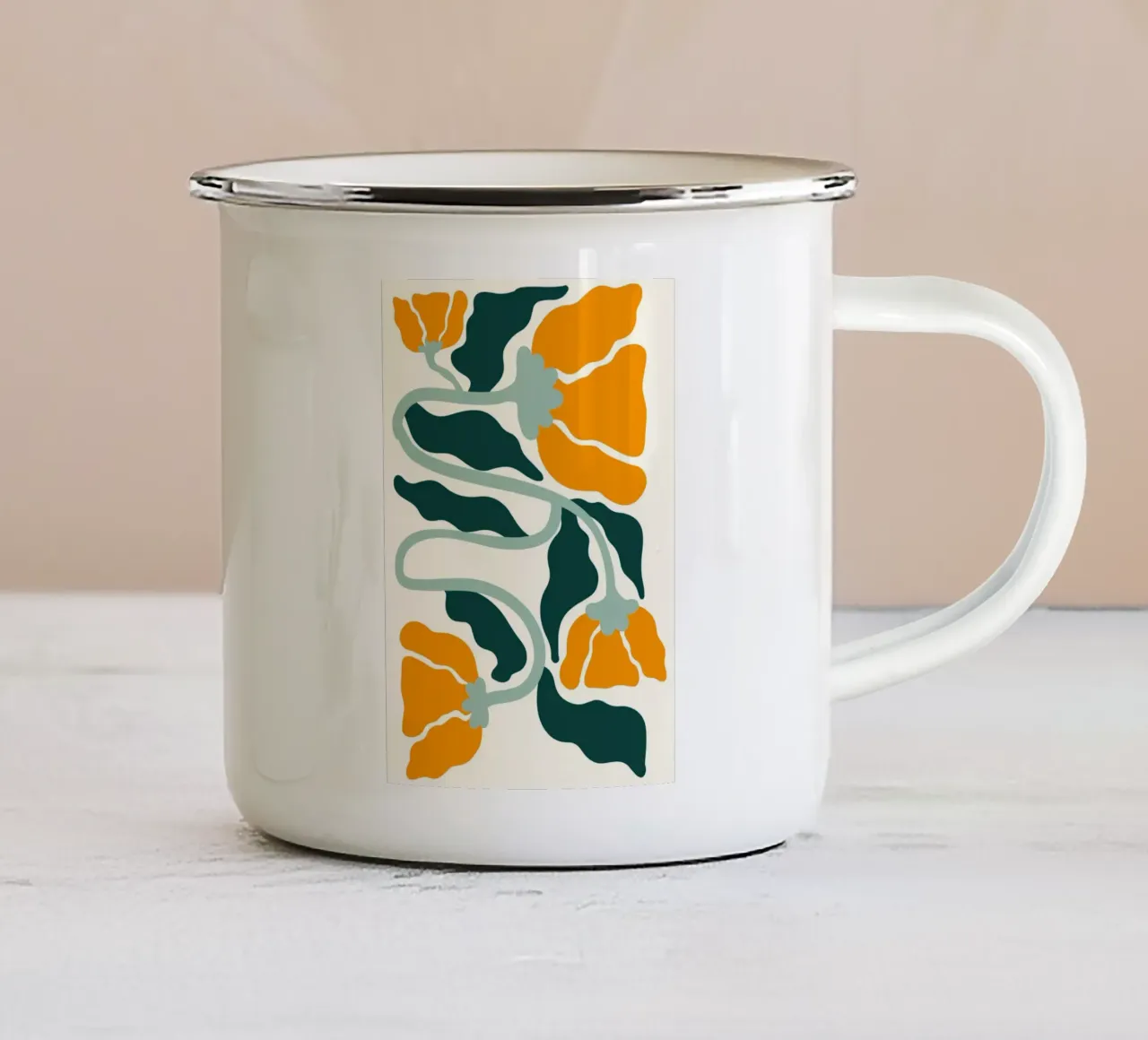 Arte astratta in stile Marimekko - Floreale moderno di metà secolo tazza in smalto da ClubArt