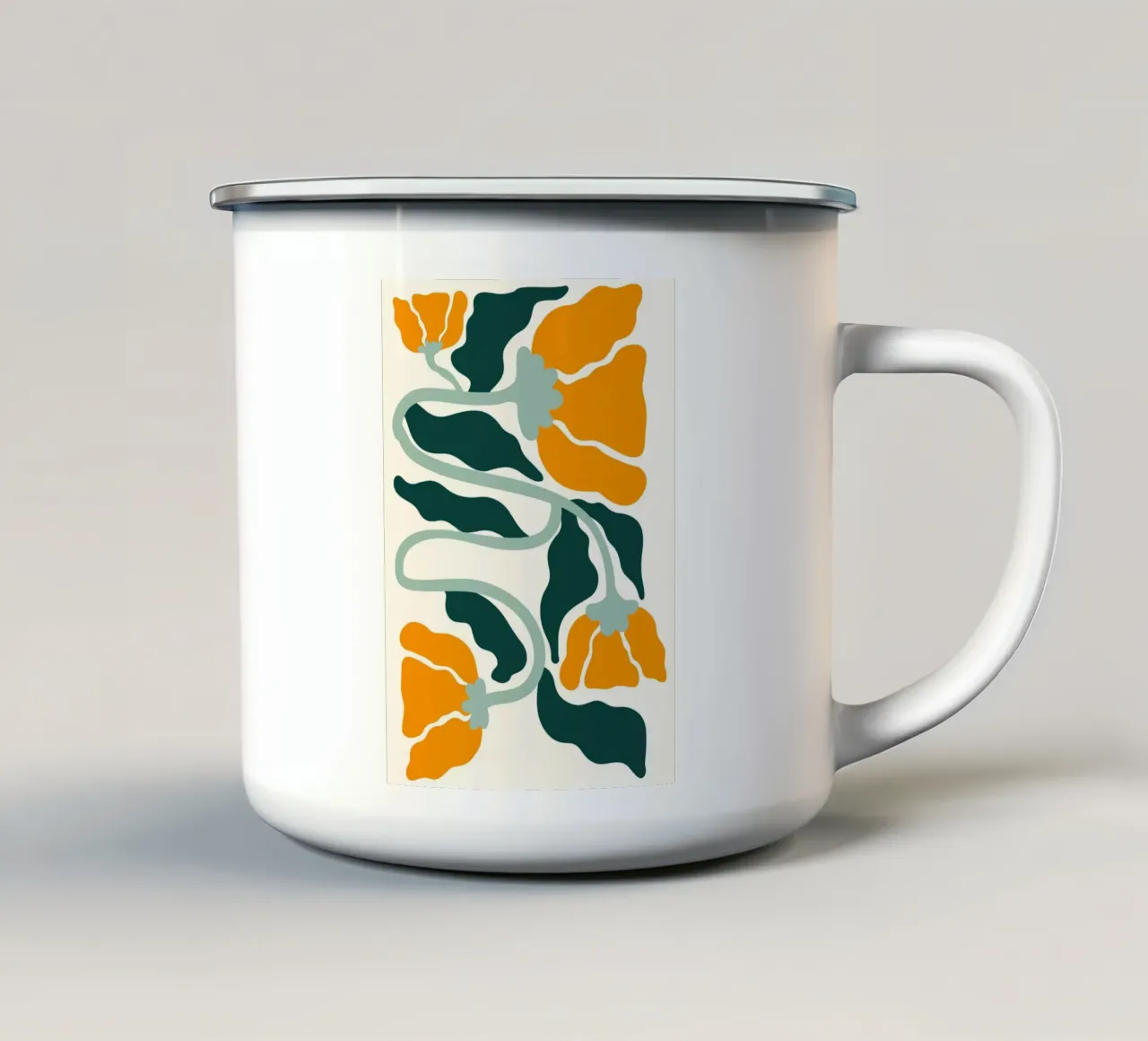 Arte astratta in stile Marimekko - Floreale moderno di metà secolo tazza in smalto da ClubArt