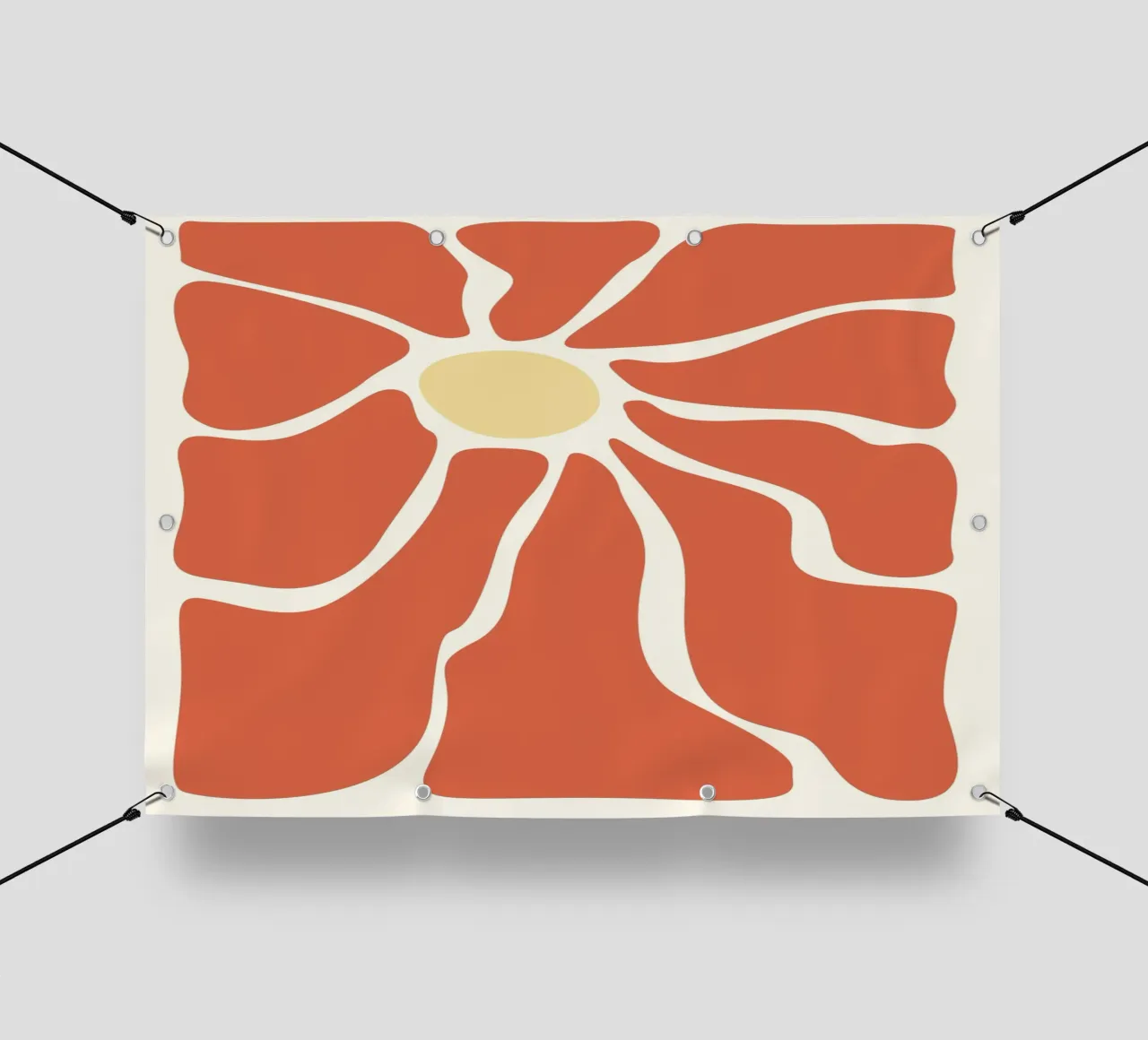 Retro Sunburst Floral - Abstract Minimalist Art Print bâche pvc de ClubArt