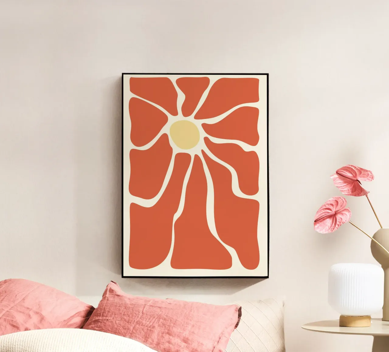 Retro Sunburst Floral - Abstract Minimalist Art Print acrylic glass by ClubArt