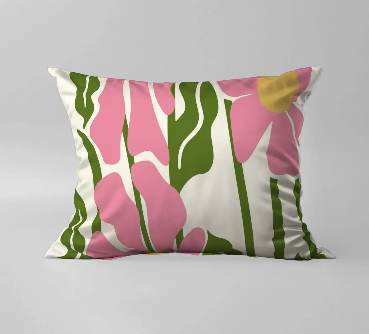 Playful Pink Flowers - Abstract Botanical Art Print decorative cushion by ClubArt
