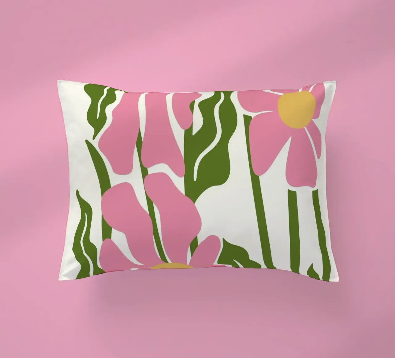 Playful Pink Flowers - Abstract Botanical Art Print decorative cushion by ClubArt