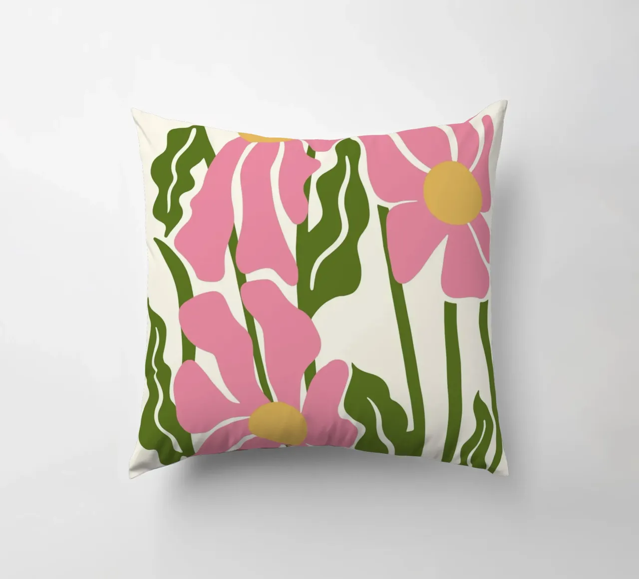 Playful Pink Flowers - Abstract Botanical Art Print decorative cushion by ClubArt