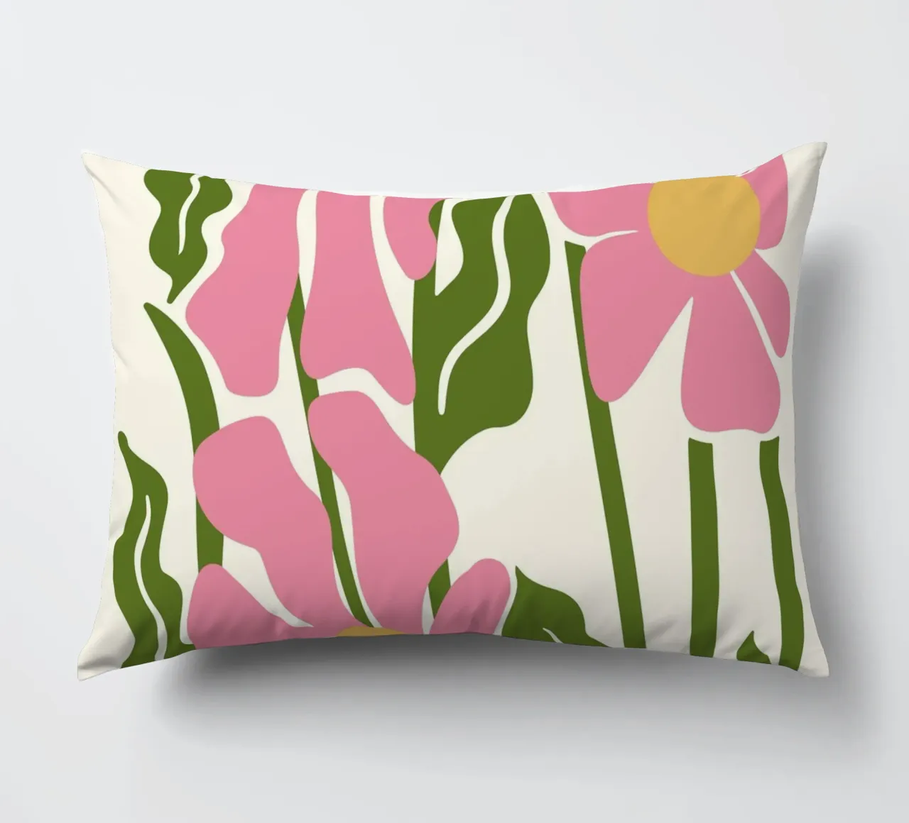 Playful Pink Flowers - Abstract Botanical Art Print decorative cushion by ClubArt