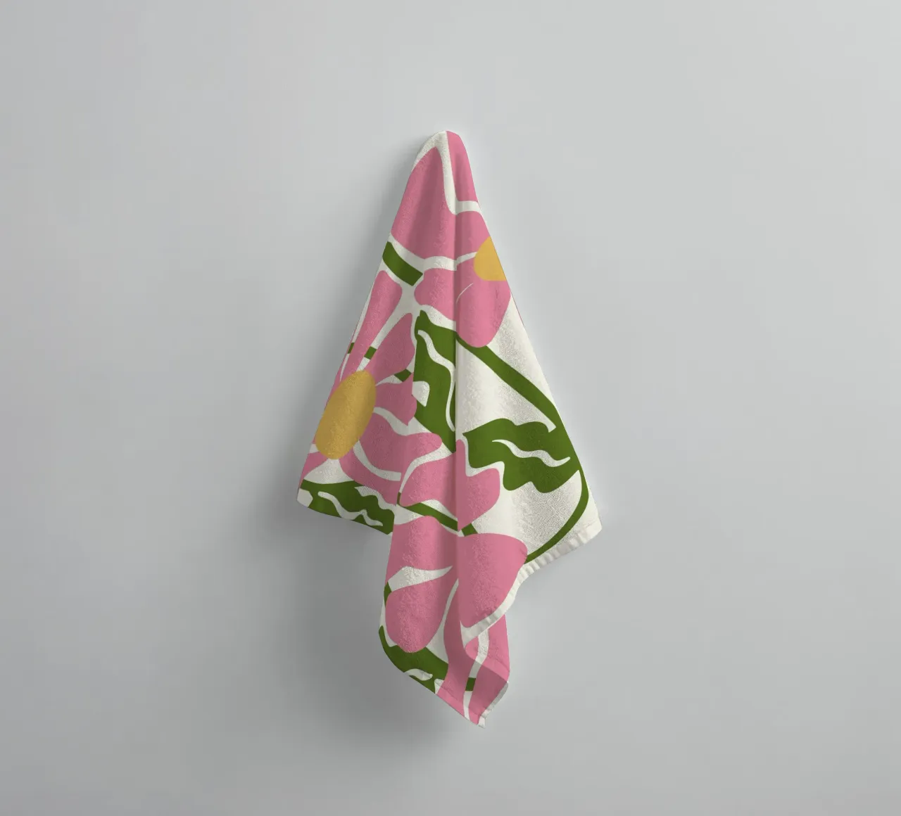 Speelse Roze Bloemen - Abstracte Botanische Kunstdruk badhanddoek van ClubArt