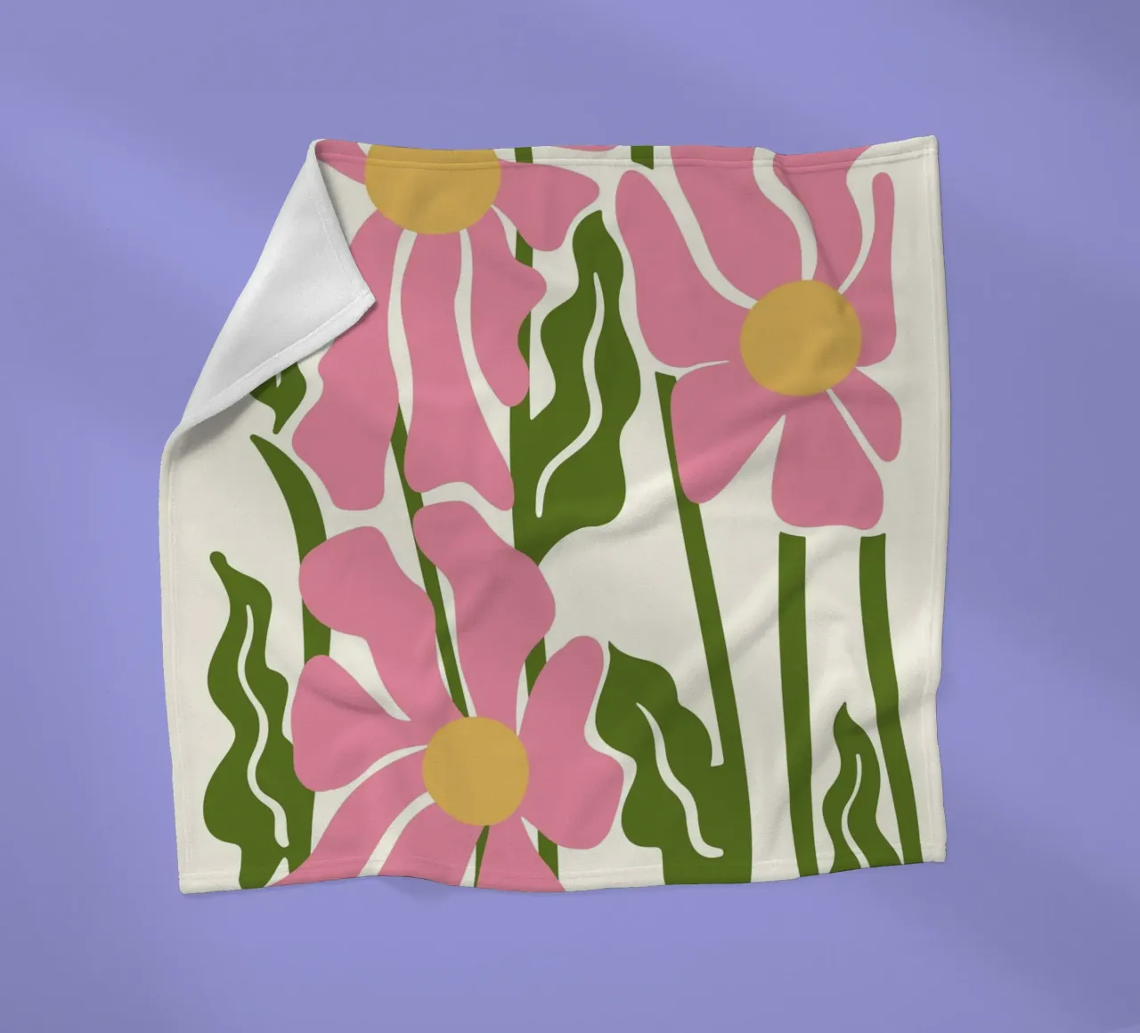 Speelse Roze Bloemen - Abstracte Botanische Kunstdruk fleecedeken van ClubArt