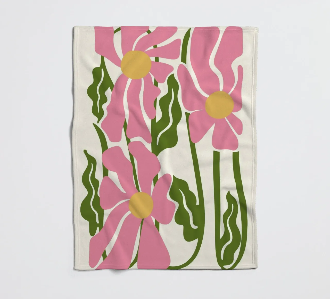 Speelse Roze Bloemen - Abstracte Botanische Kunstdruk fleecedeken van ClubArt