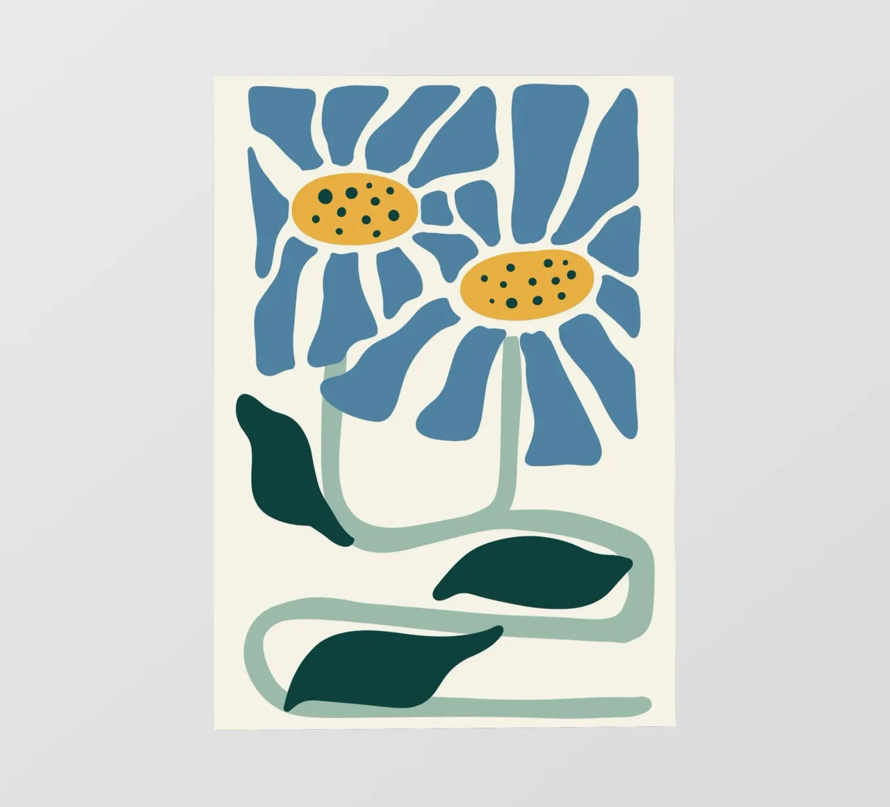 Blaue Gänseblümchen Linolschnitt - Abstrakter Botanischer Druck PVC Plane von ClubArt