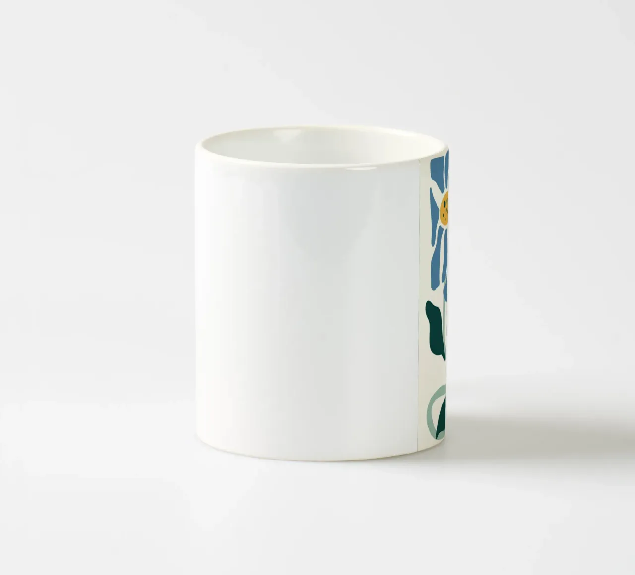 Blauwe margrieten Linosnede Stijl - Abstracte Botanische Print keramische mok van ClubArt