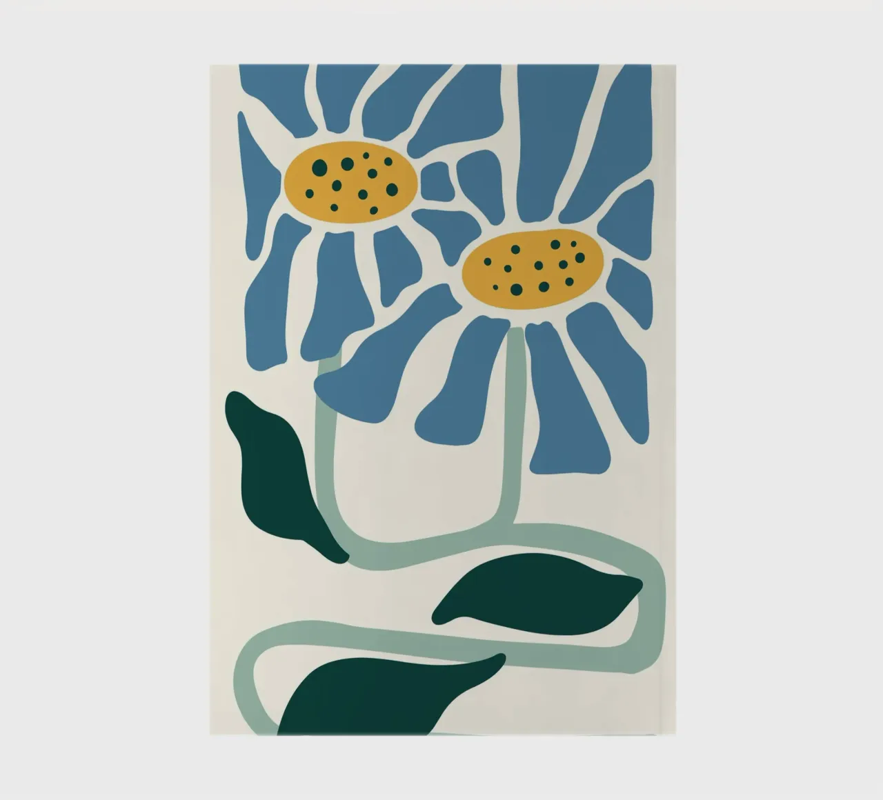Blue Daisies Linocut Style - Abstract Botanical Print notebook by ClubArt