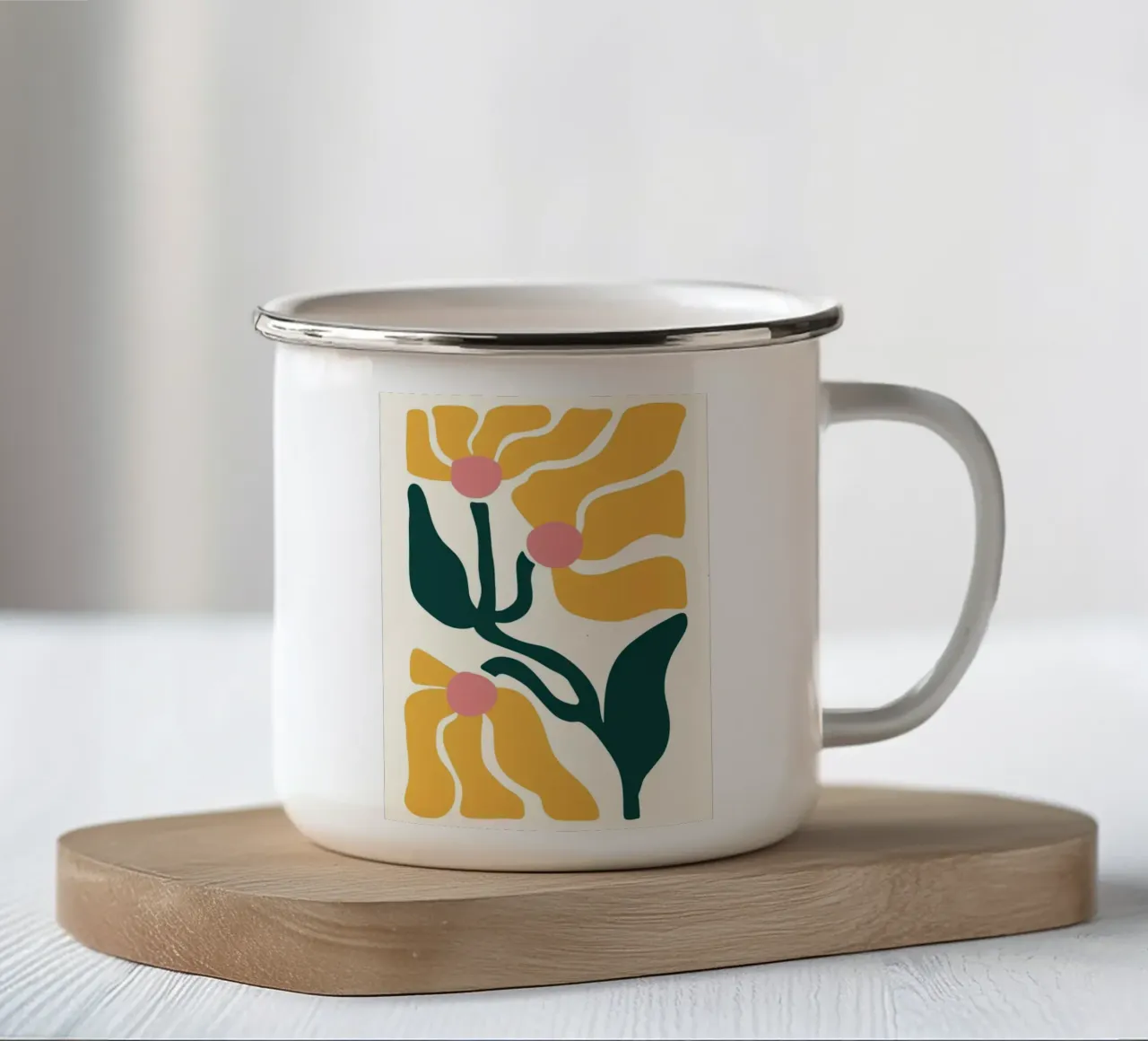 Matisse Inspired Floral - Abstract Cutout Art Print enamel mug by ClubArt