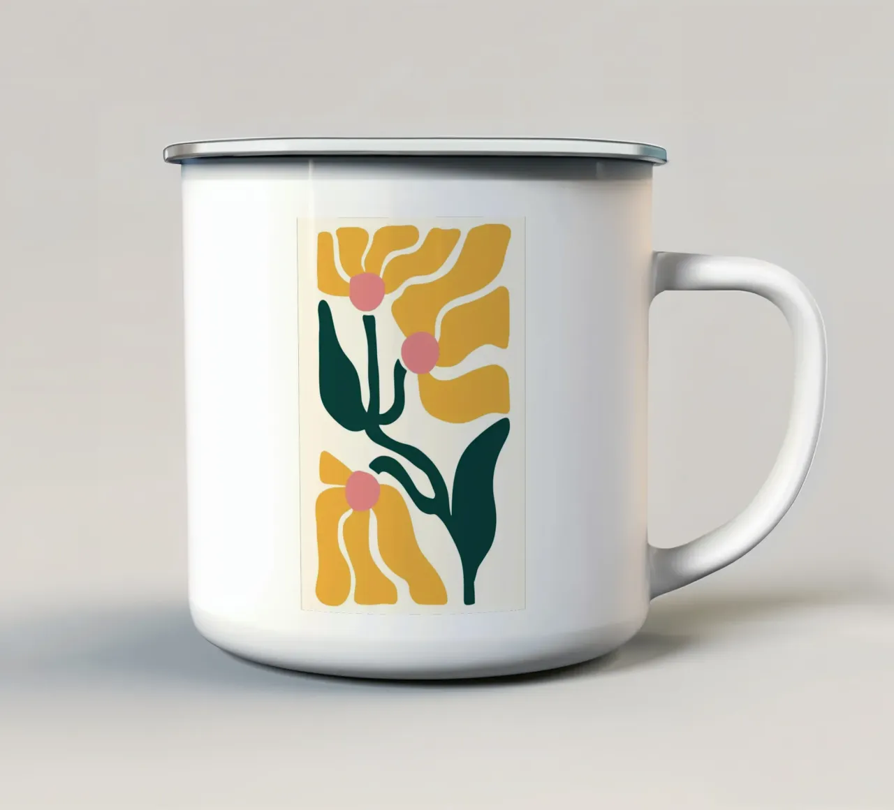 Matisse Inspired Floral - Abstract Cutout Art Print enamel mug by ClubArt