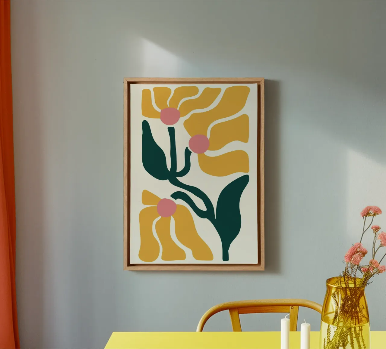 Matisse Geïnspireerde Bloemen - Abstract Knipsel Kunstdruk canvas met Baklijst van ClubArt
