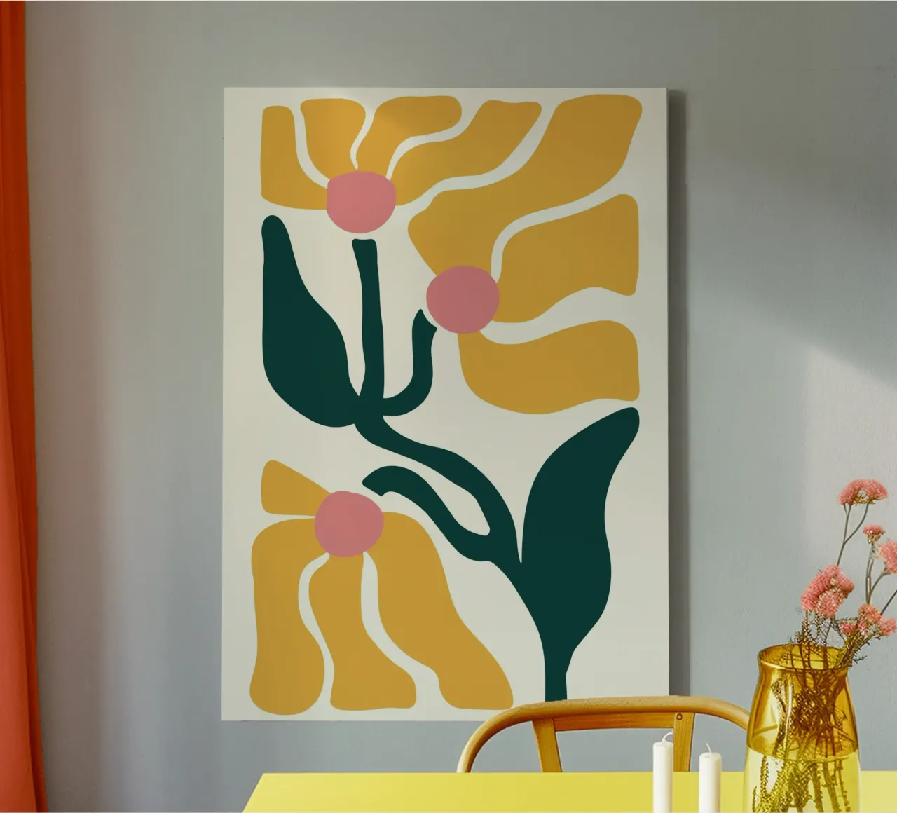 Matisse Geïnspireerde Bloemen - Abstract Knipsel Kunstdruk canvas met Baklijst van ClubArt