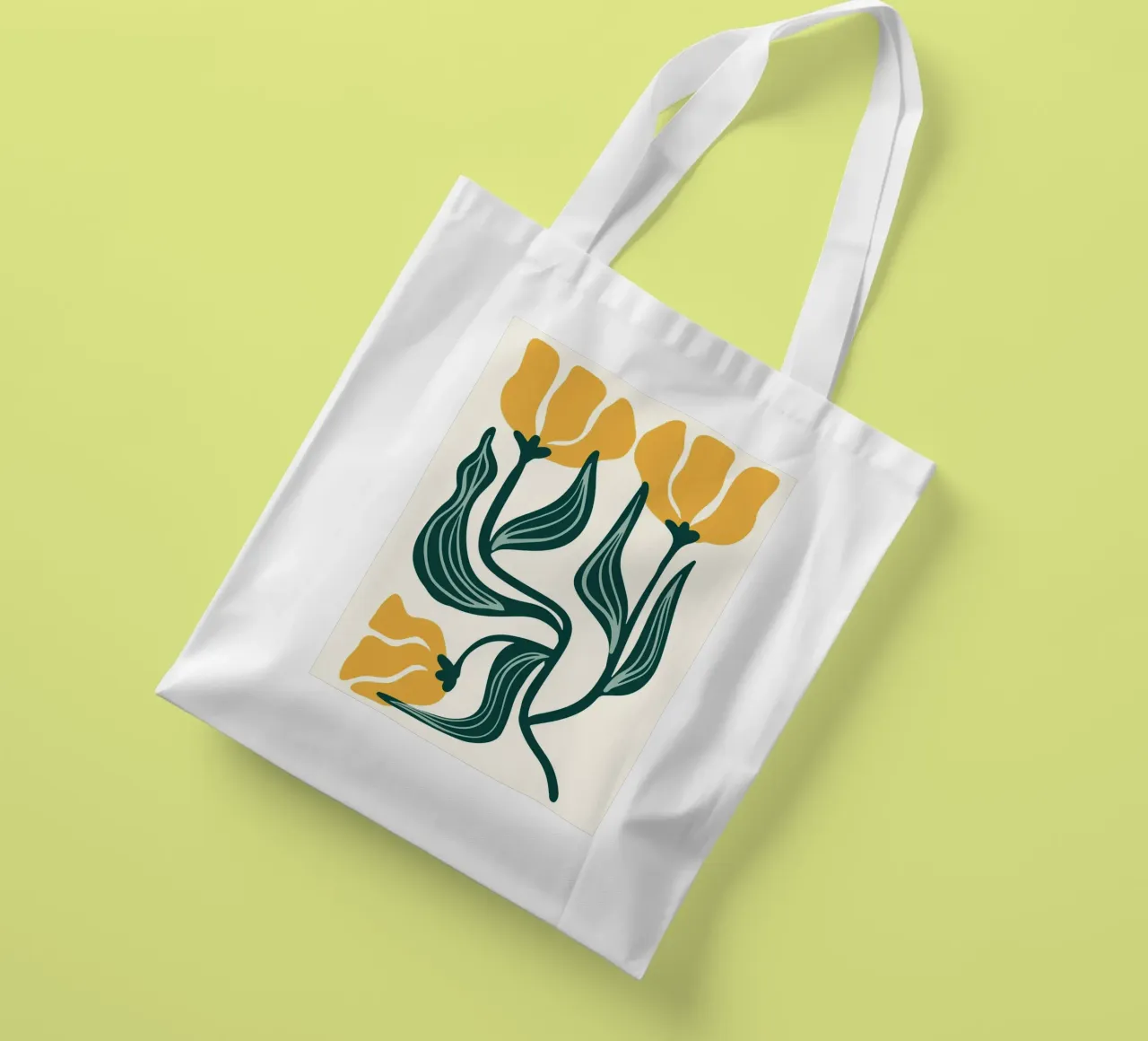 Stylized Tulips Linocut - Modern Botanical Art Print tote bag by ClubArt