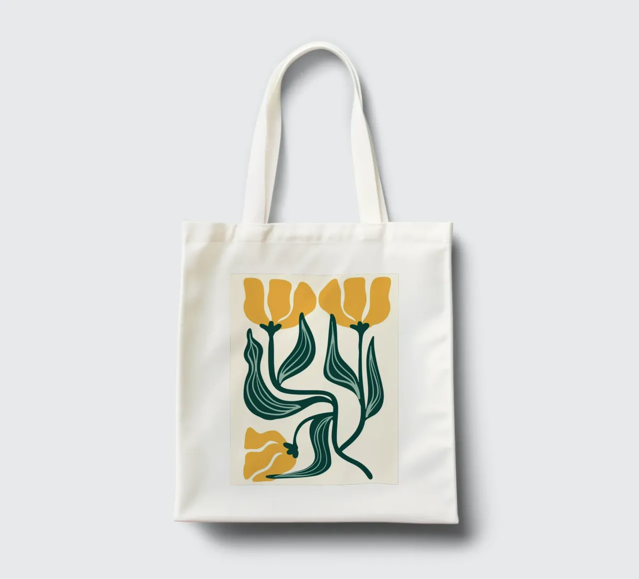 Stylized Tulips Linocut - Modern Botanical Art Print tote bag by ClubArt