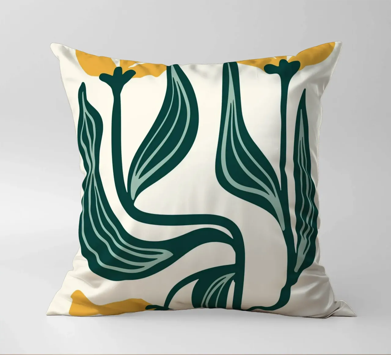 Stylized Tulips Linocut - Modern Botanical Art Print decorative cushion by ClubArt