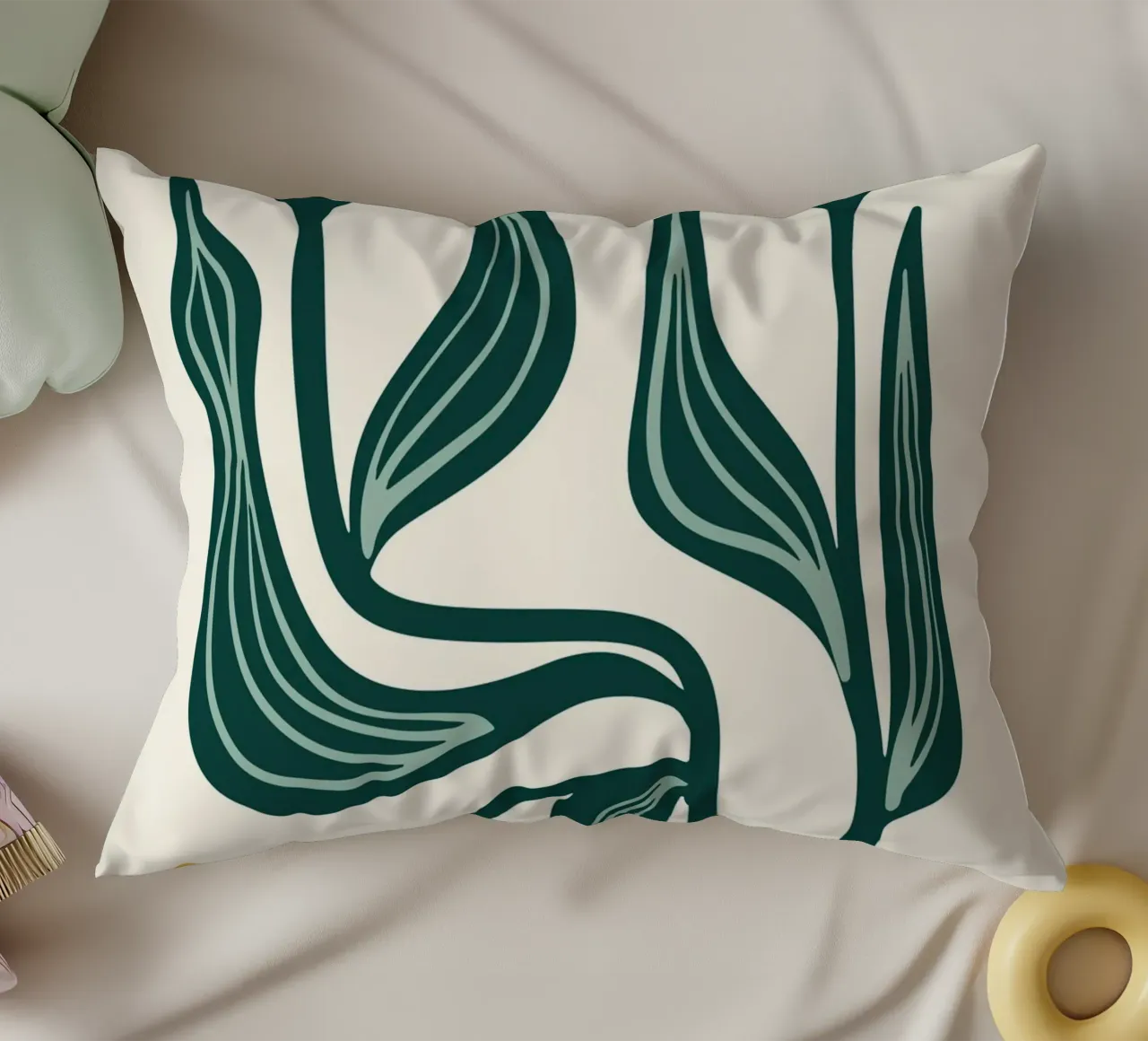 Stylized Tulips Linocut - Modern Botanical Art Print decorative cushion by ClubArt