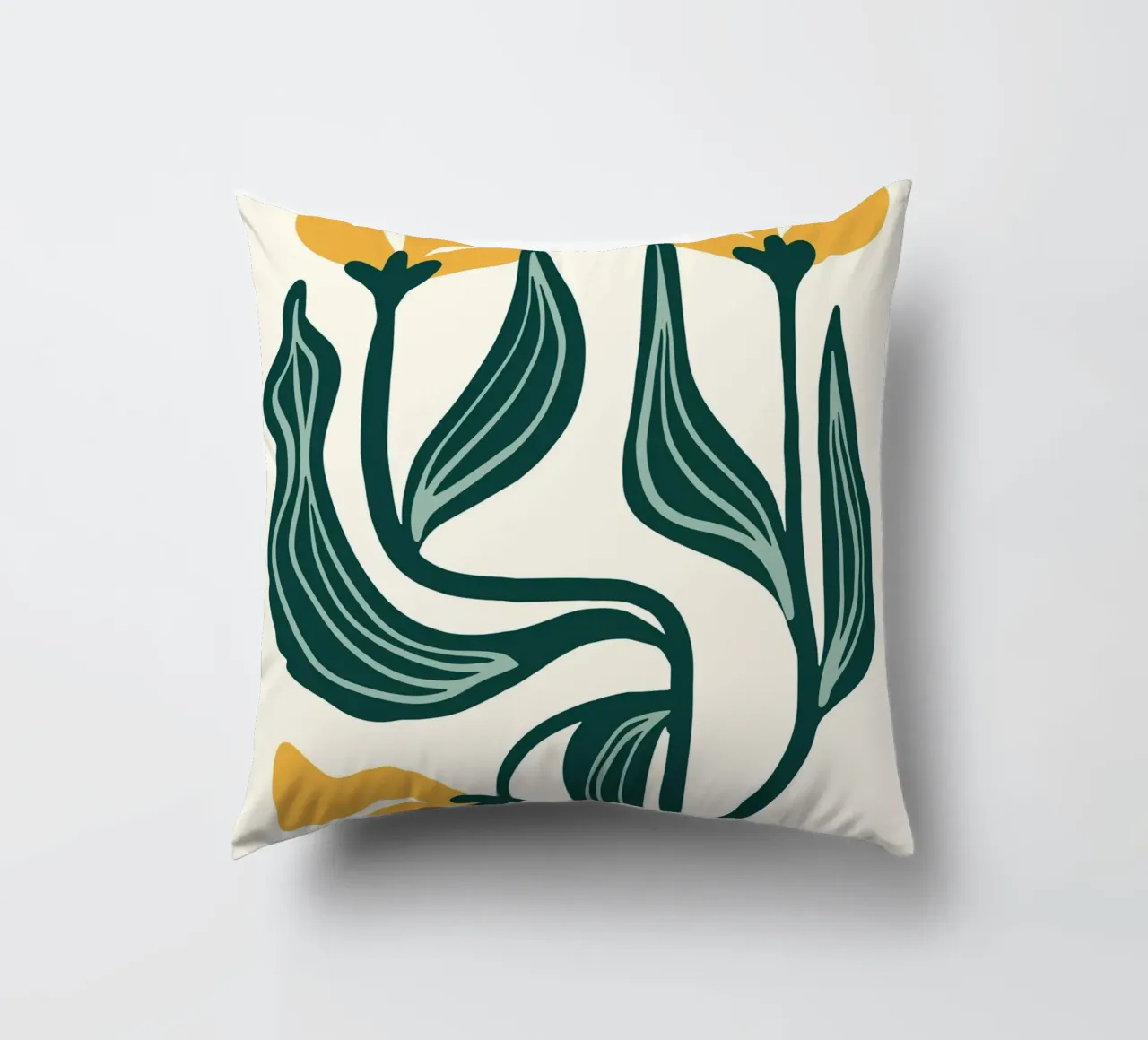 Stylized Tulips Linocut - Modern Botanical Art Print decorative cushion by ClubArt