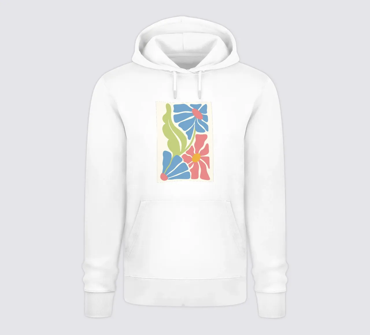 Retro Blooms - Impresión artística abstracta de flores rosas y azules sudadera con capucha de ClubArt