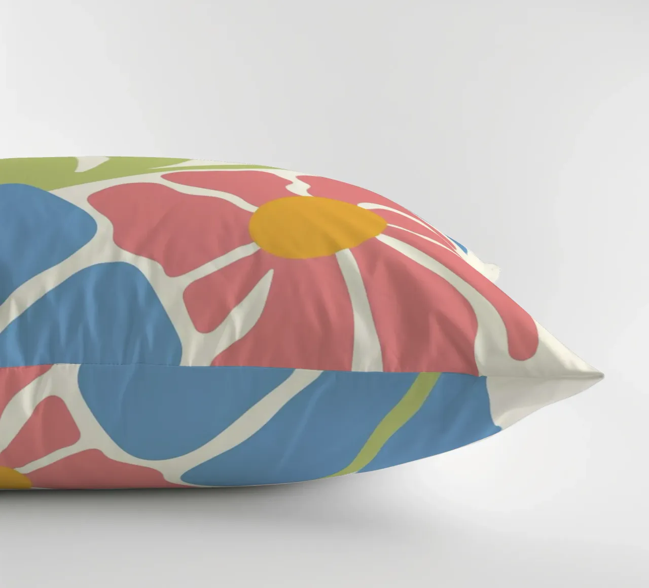 Retro Blooms - Impression d'art floral abstrait rose et bleu coussin de ClubArt