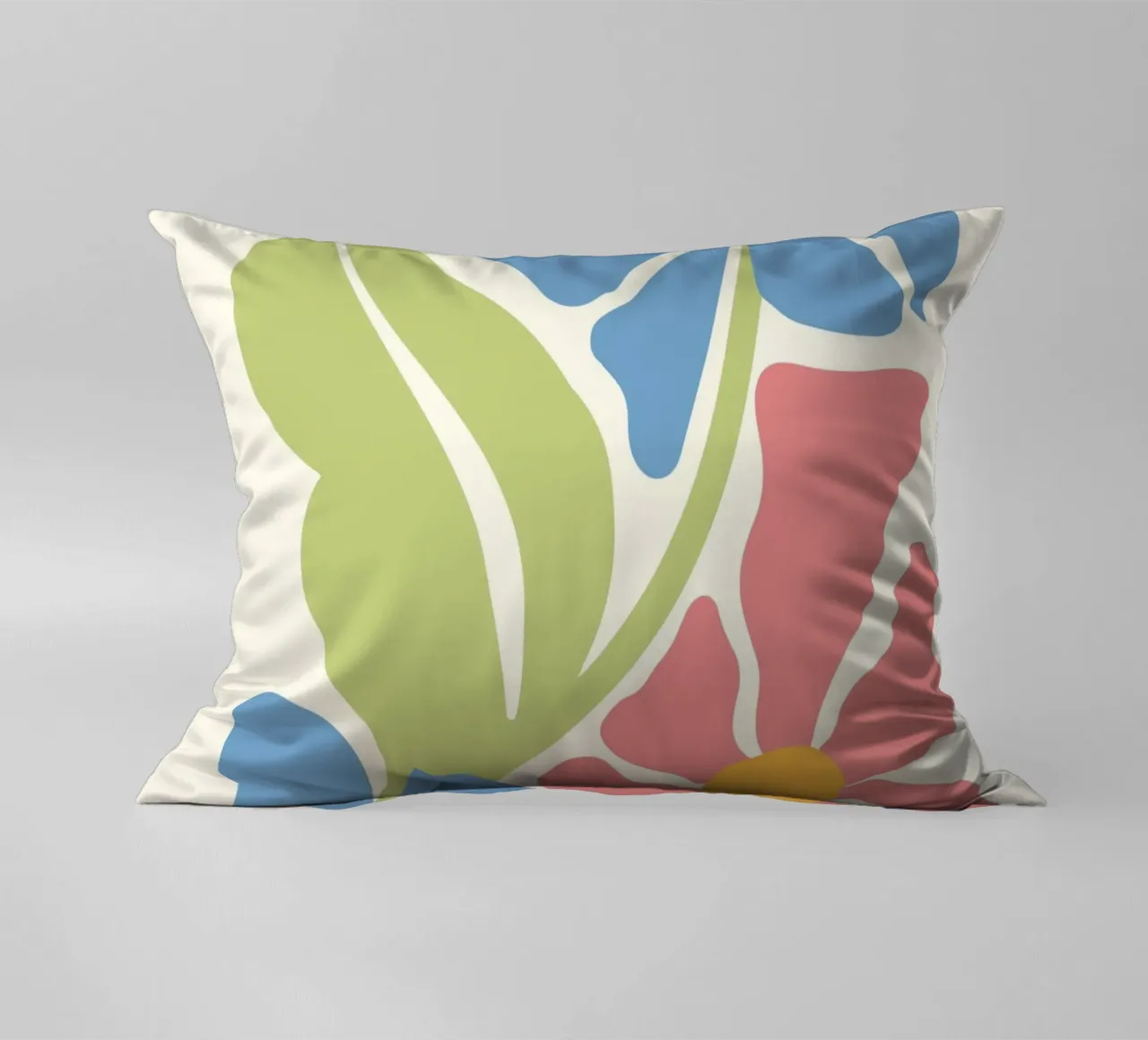 Retro Blooms - Impression d'art floral abstrait rose et bleu coussin de ClubArt
