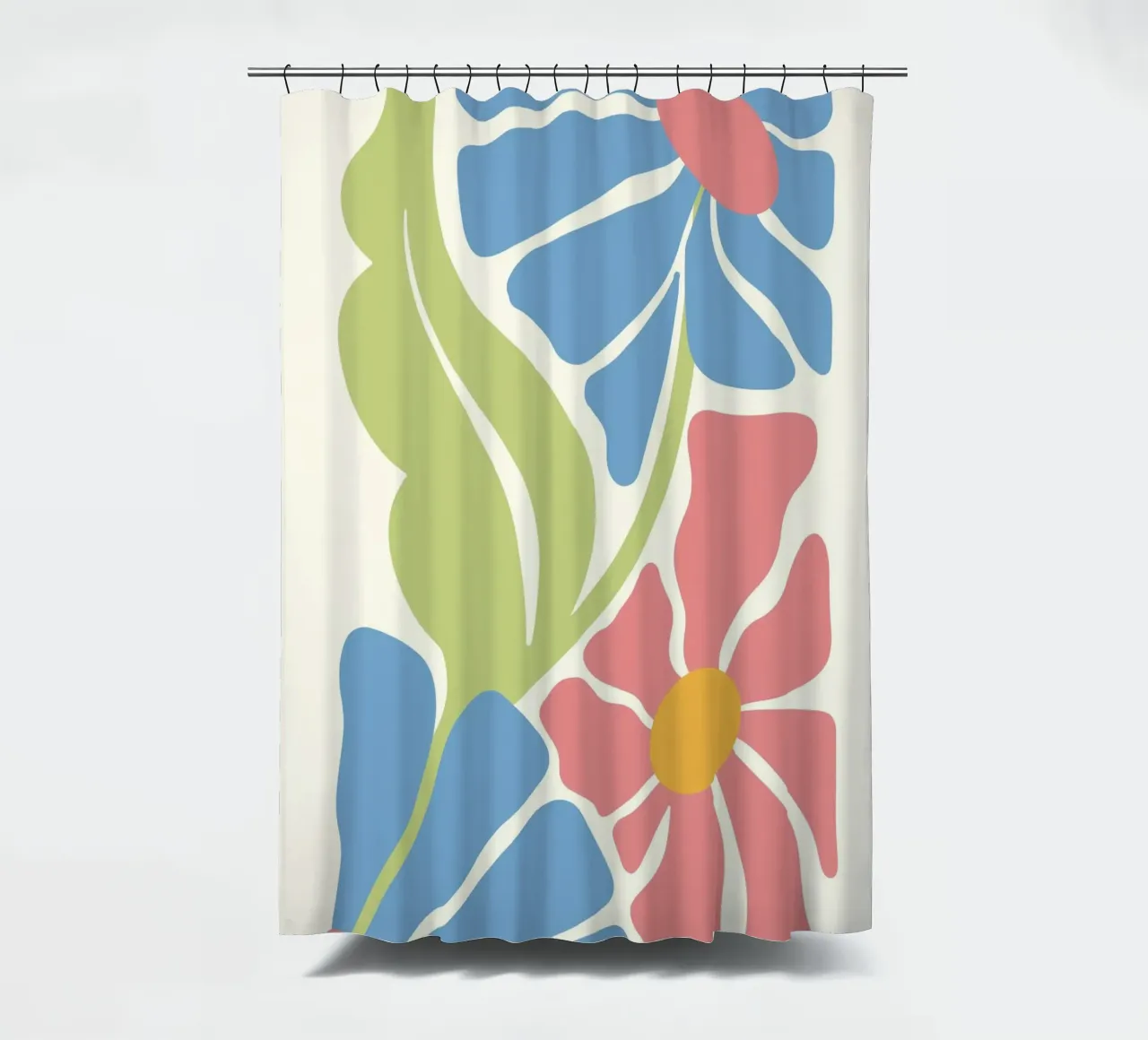 Retro Blooms - Abstract Pink & Blue Floral Art Print shower curtain by ClubArt