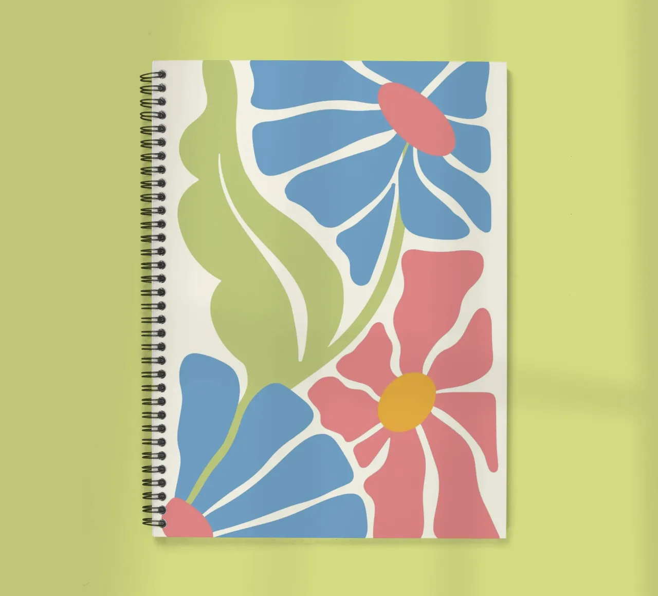 Retro Blooms - Abstract Pink & Blue Floral Art Print spiral notebook by ClubArt