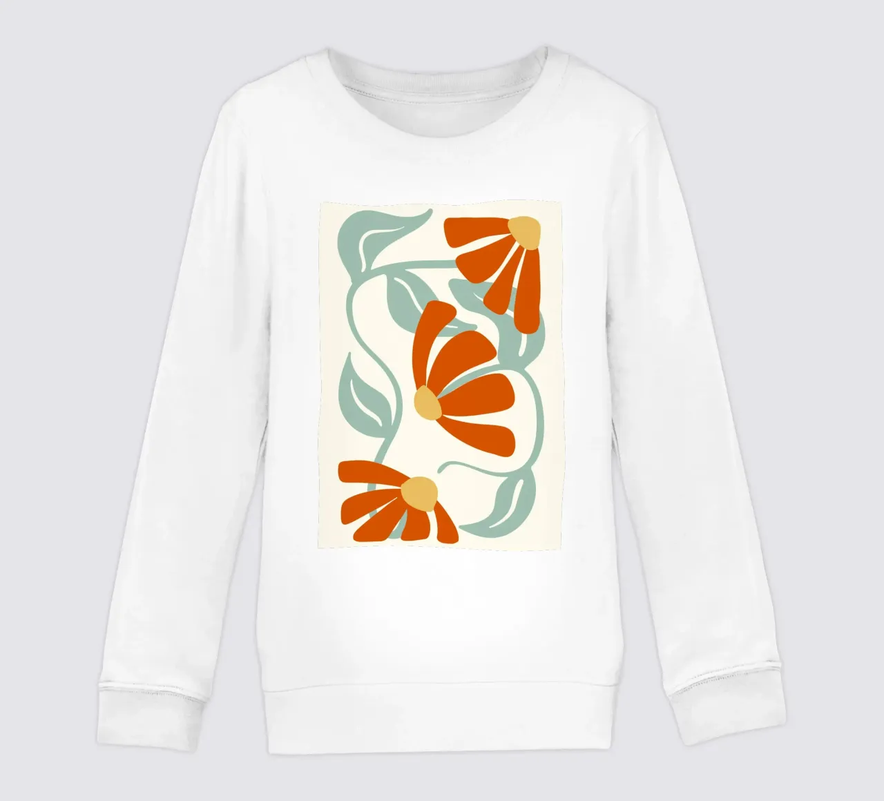 Orange Flower 1 - Art Nouveau Abstract Botanical Print kids sweatshirt by ClubArt