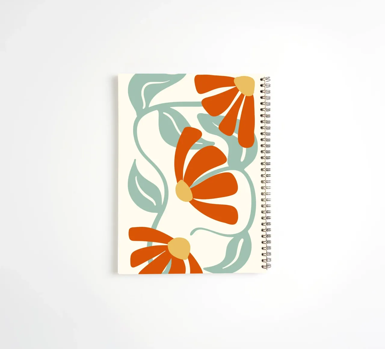Orange Flower 1 - Art Nouveau Abstract Botanical Print spiral notebook by ClubArt