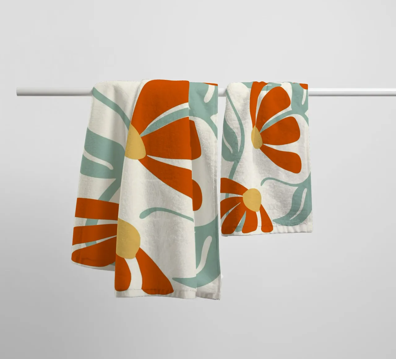 Orange Flower 1 - Art Nouveau Abstract Botanical Print towel by ClubArt