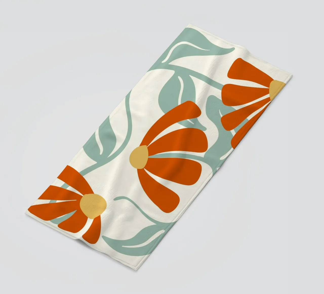 Orange Flower 1 - Art Nouveau Abstract Botanical Print beach towel by ClubArt