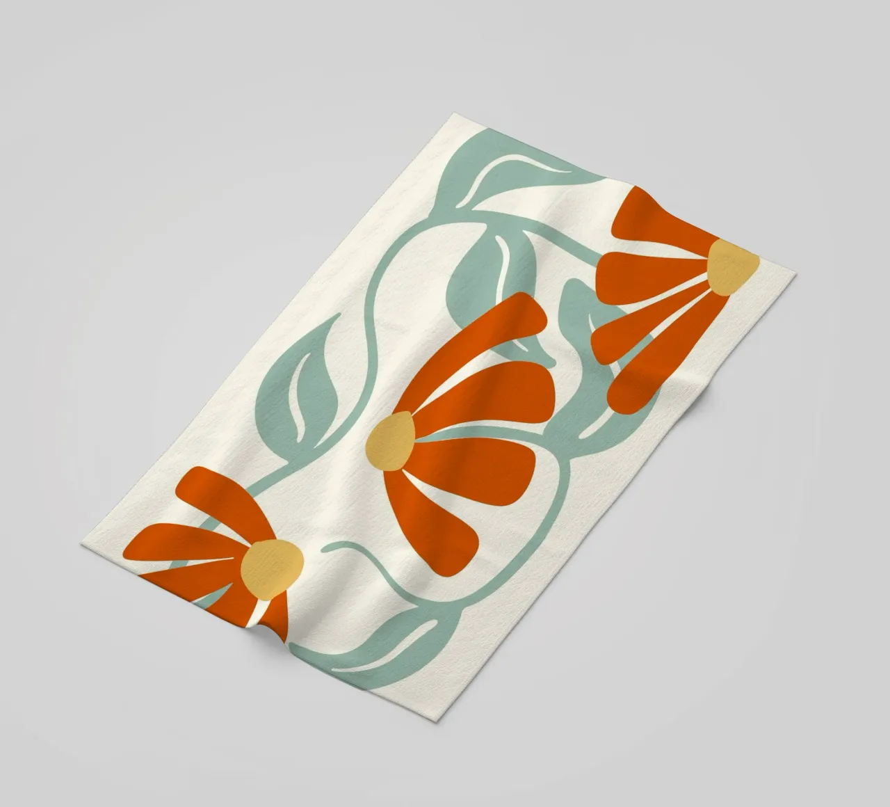 Orange Flower 1 - Art Nouveau Abstract Botanical Print beach towel by ClubArt