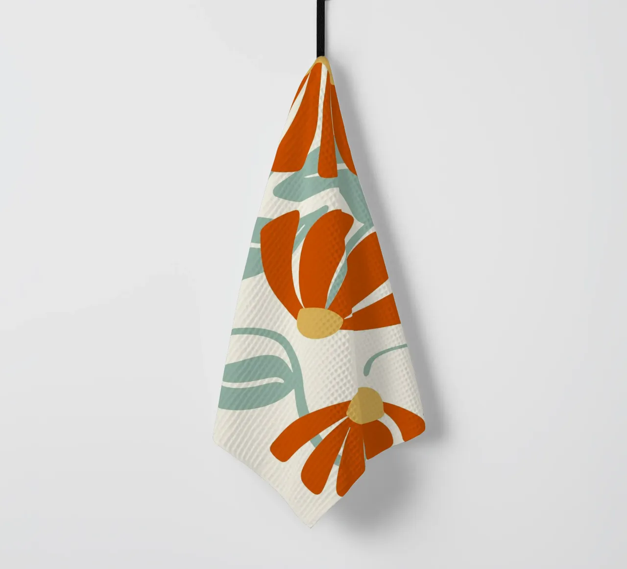 Orange Flower 1 - Art Nouveau Abstract Botanical Print torchon de ClubArt