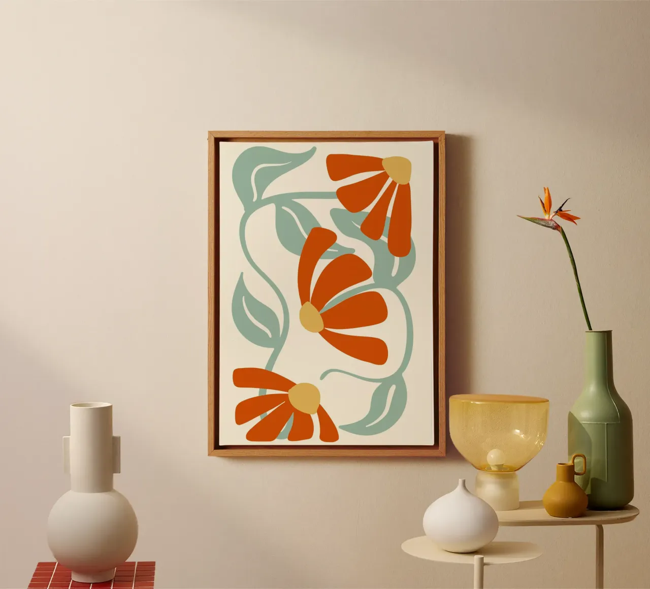 Orange Flower 1 - Art Nouveau Abstract Botanical Print canvas by ClubArt