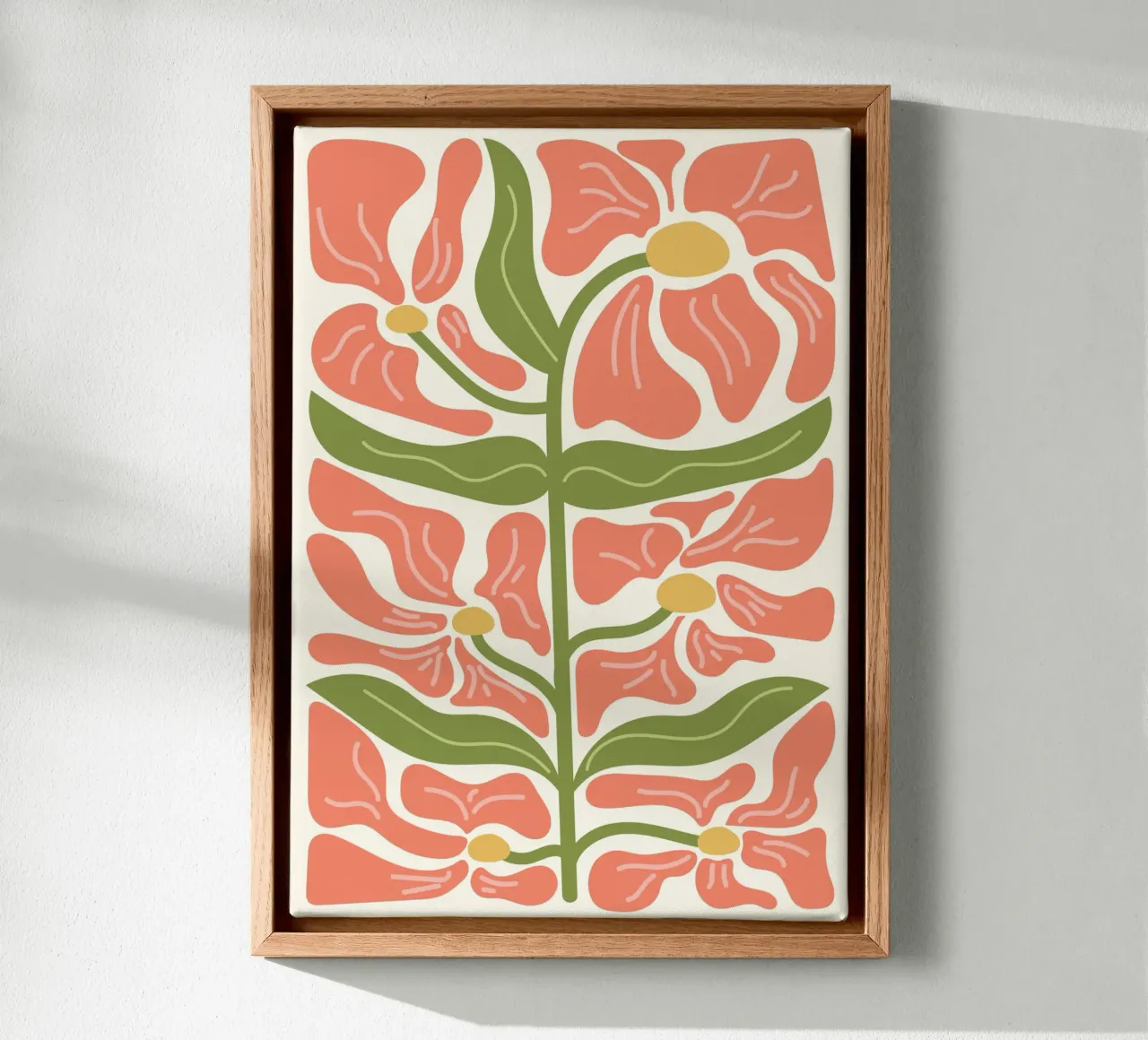 Matisse Style Floral - Organic Peach & Green Art Print canvas by ClubArt